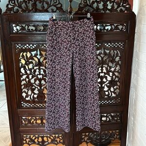Boden Hampshire Ponte Wideleg Pants US 6P Navy, Petal Paisley T0266